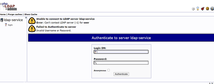 Unable to connect to LDAP server ldap-service